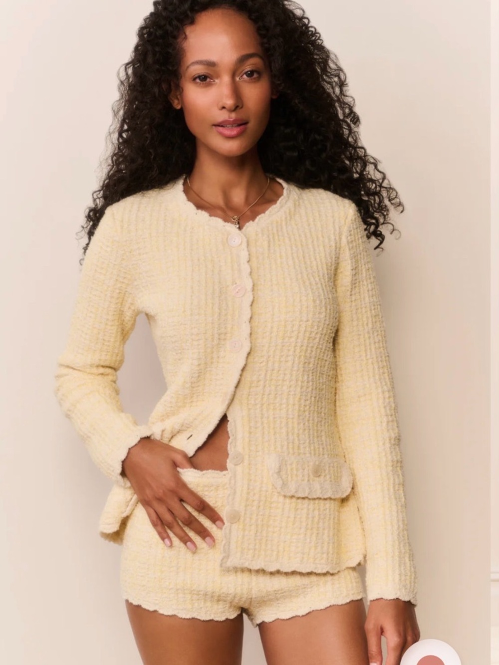 LoveShackFancy Cream Textured Knit Set